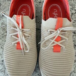 Ryka Beige and Coral Knit Sneakers